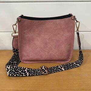 Pink Vegan Leather Crossbody Bag